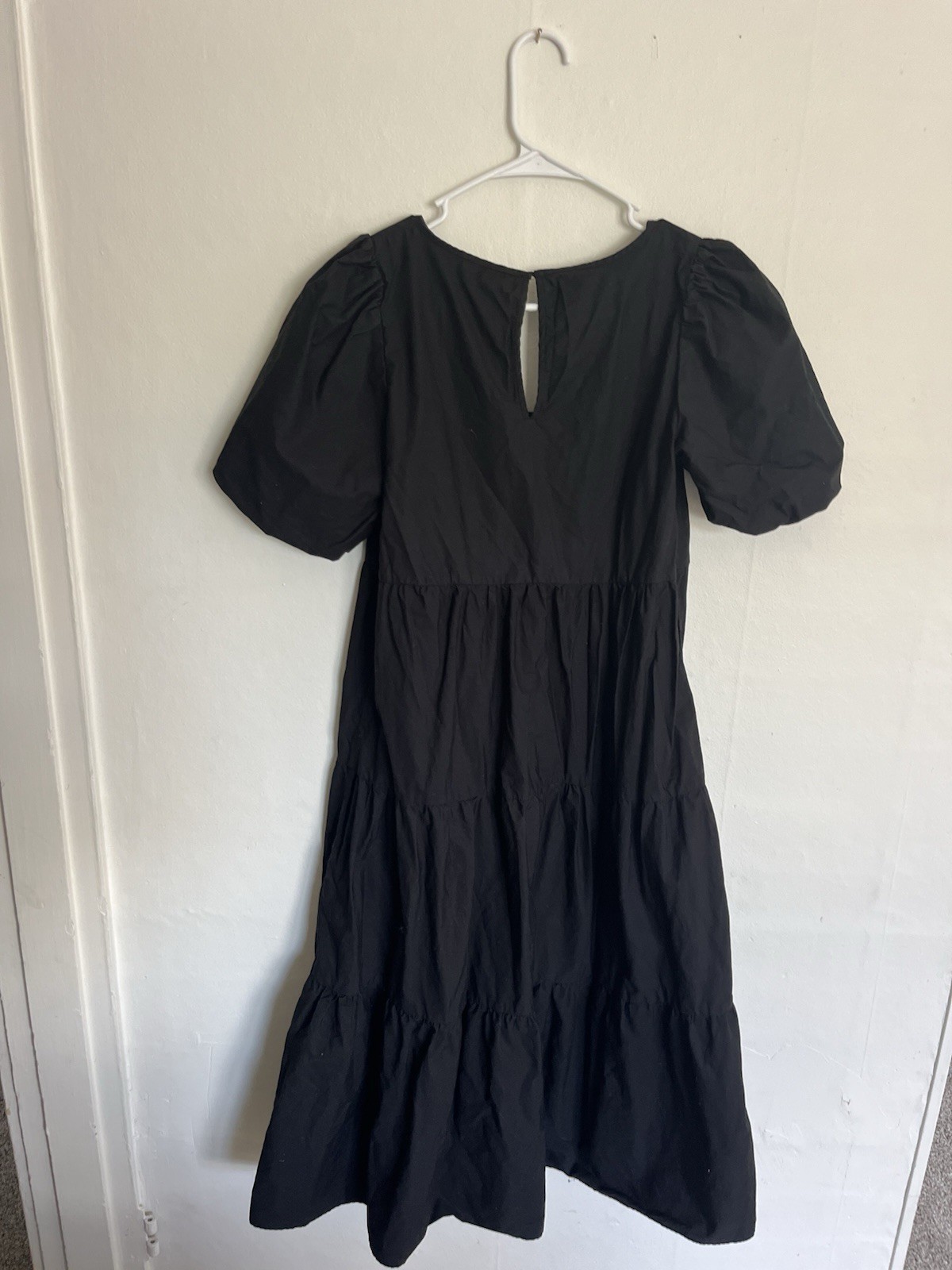Little Moon Black Puff Sleeve Cenote Poplin Dress
