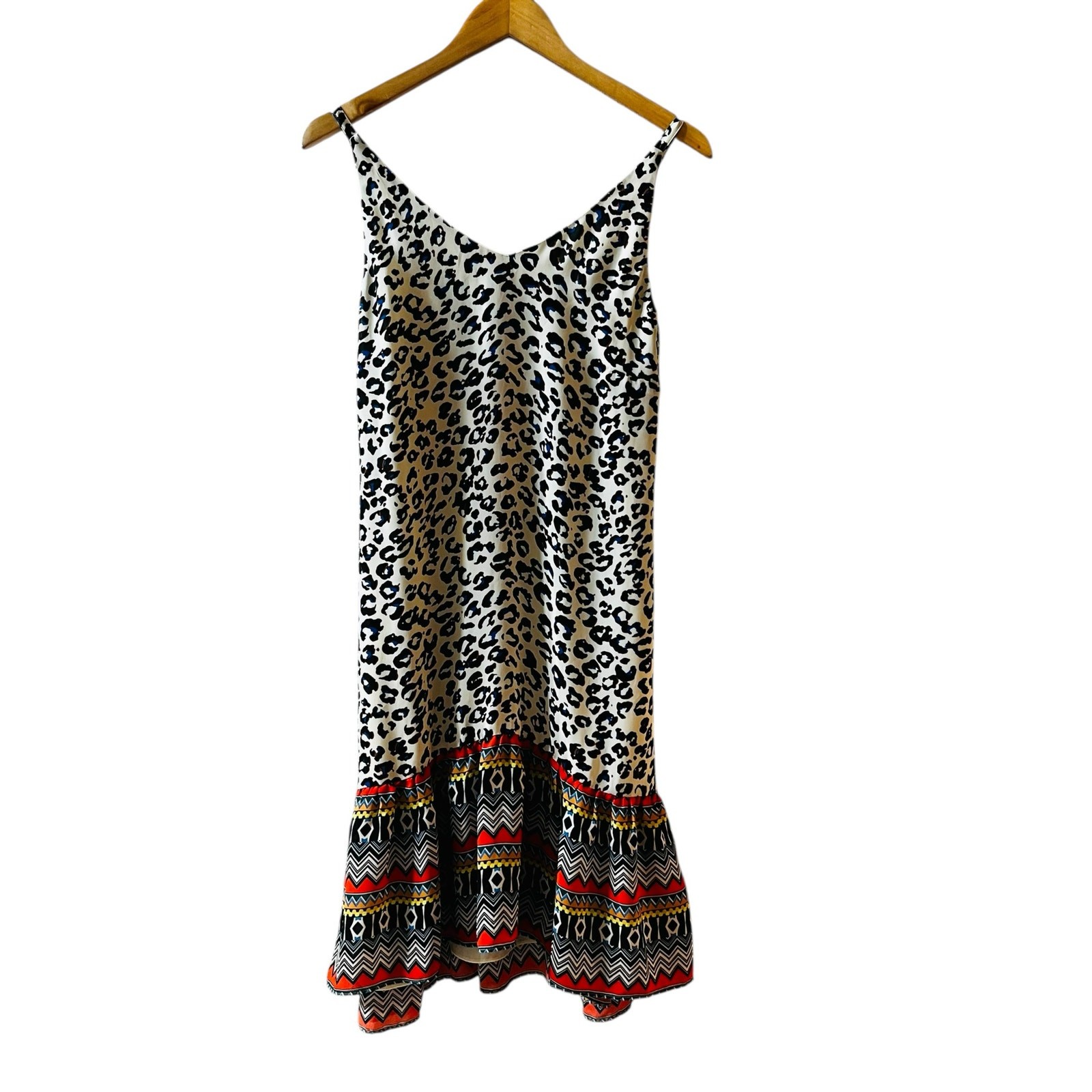 CAbi Leopard Mixed Print Sleeveless Flare Hem Dress Size XS Multicolor 5115