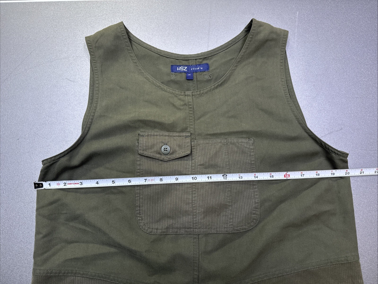 Cottagecore HSZ Studio Womens Small Jumper Dress Olive Brown Corduroy Sleeveless