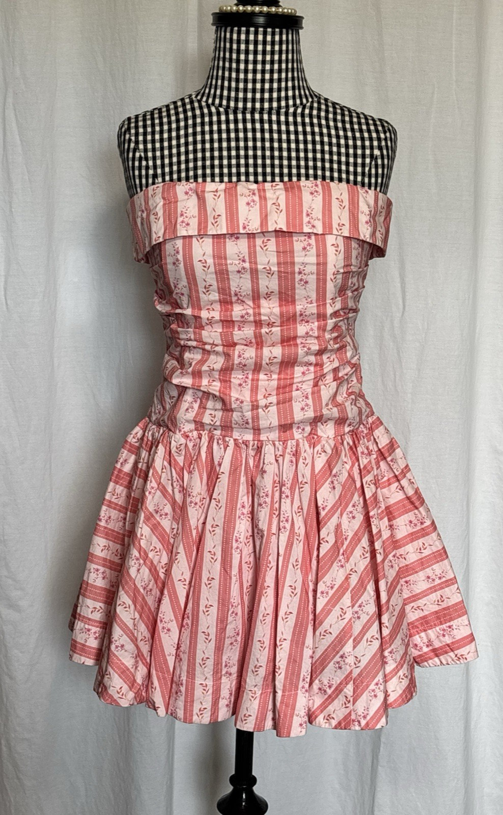 Womens Anthropologie MABLE Floral Strapless Mini Dress Pink Size Large