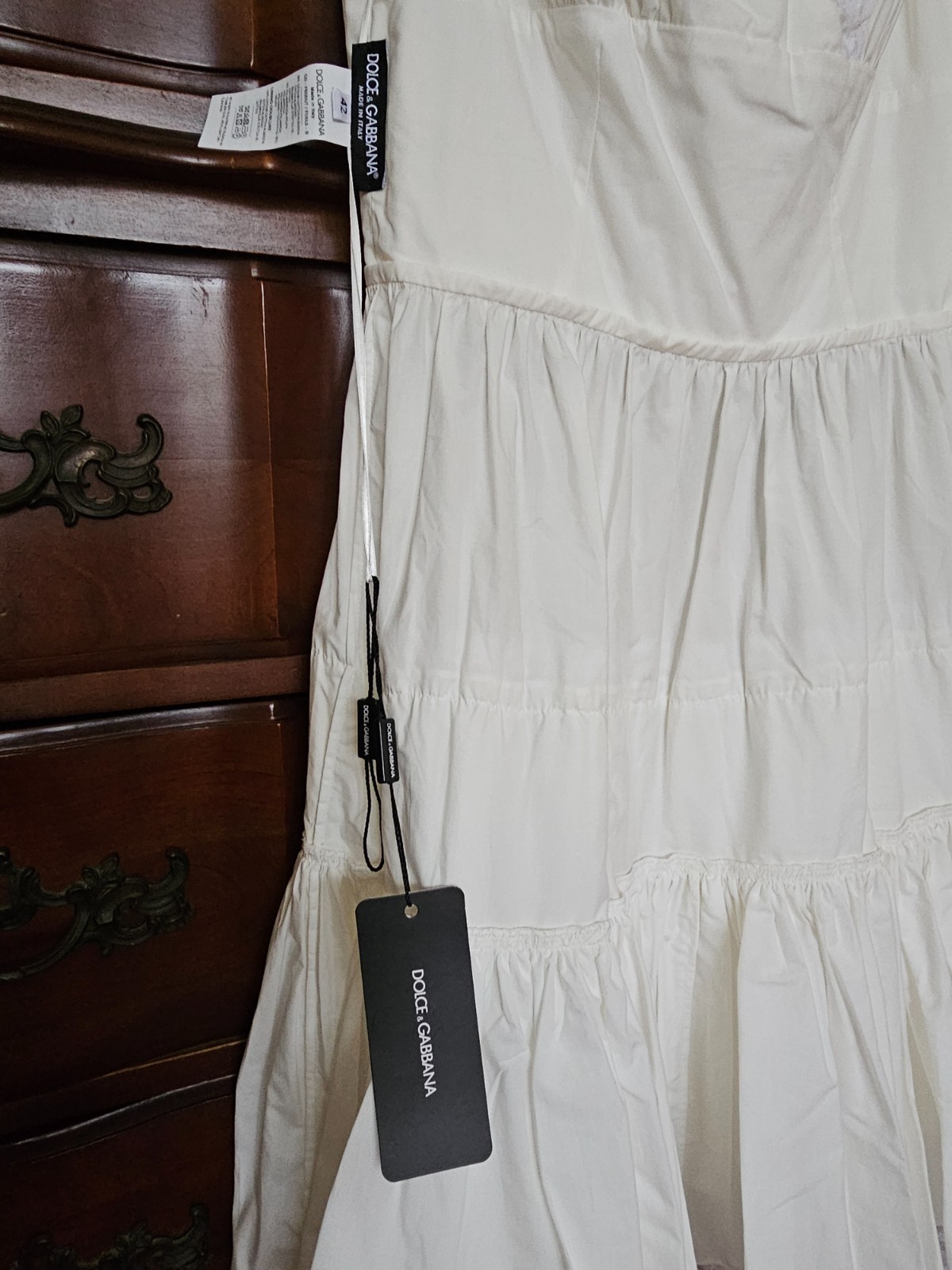 BNWT DOLCE & GABBANA WHITE SUMMER DRESS SIZE 42 LACE BUSTIER TIERED SKIRT