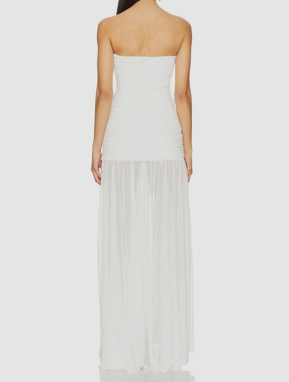 Retrofête Women’s White Adele Ruched Strapless Maxi Dress Size L