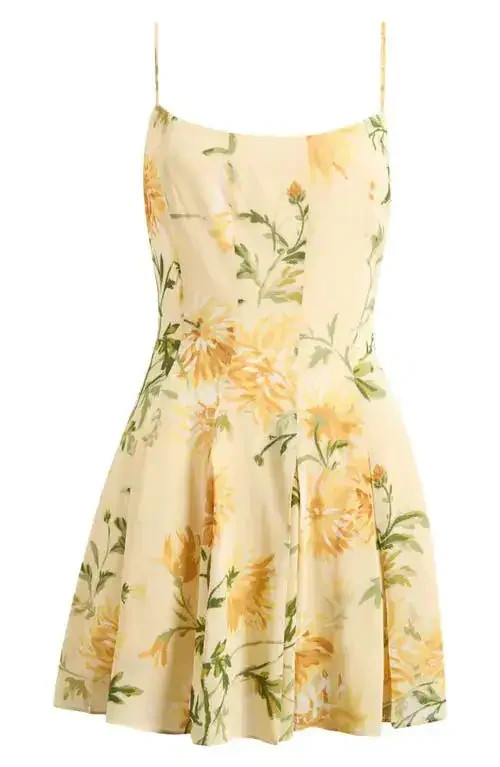 New, Reformation Annelise floral mini dress in Yellow Sz 6 #MD2098