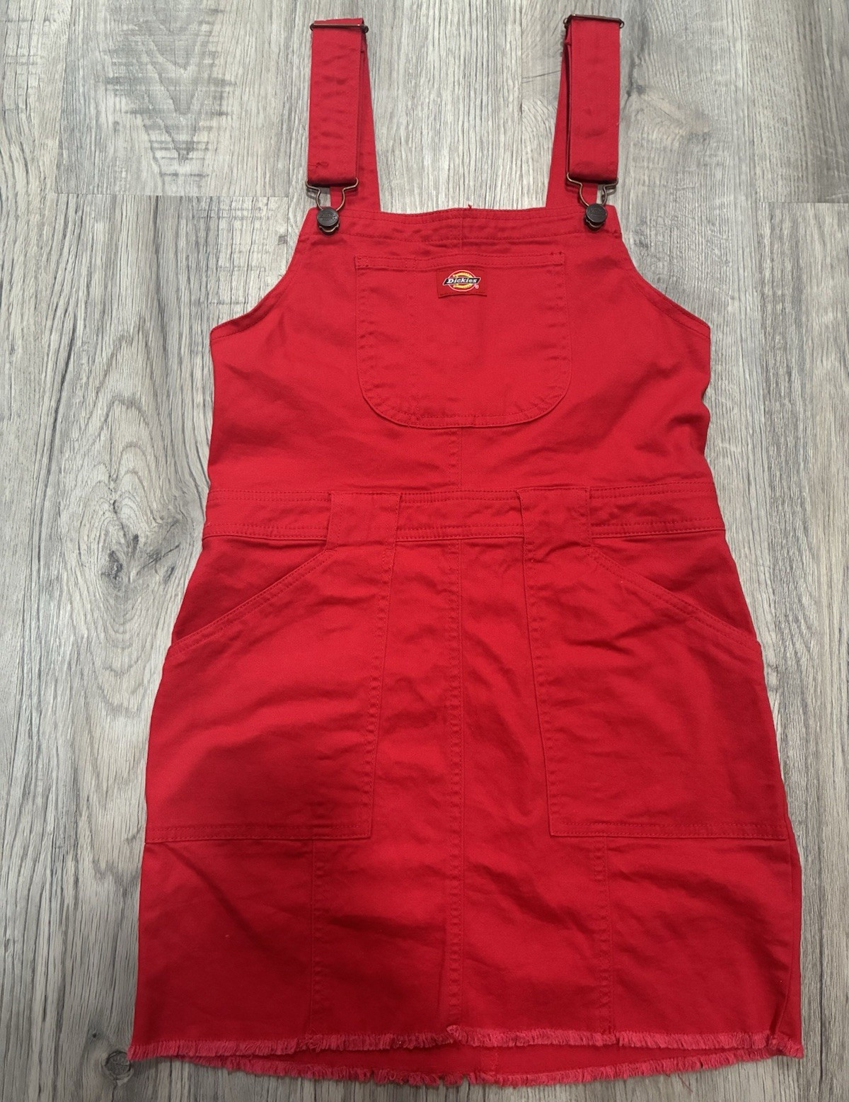 Dickies Overall Dress Stretch Pockets Back Zipper Red Women’s S