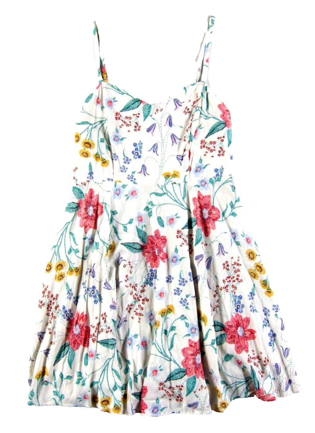 Old Navy 100% Rayon Pink White Yellow Green Floral Tank Slip Sun Dress Medium