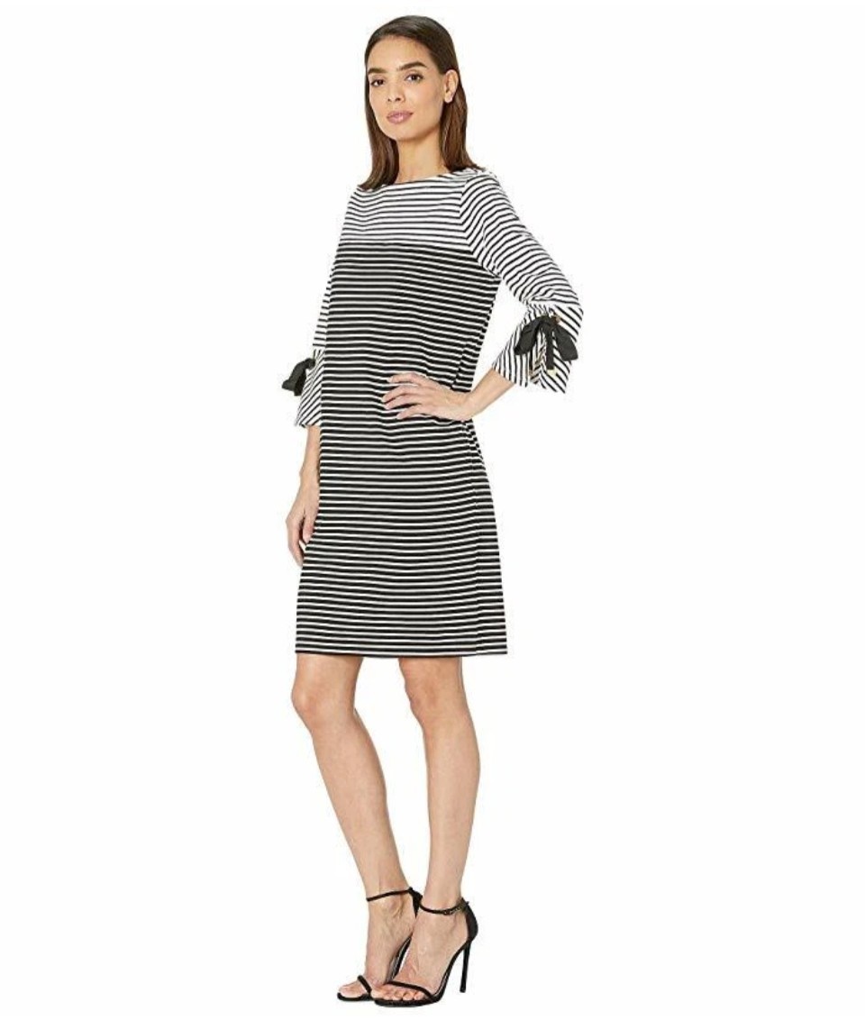 Lauren Ralph Lauren Womens Black White Striped Dress 2X