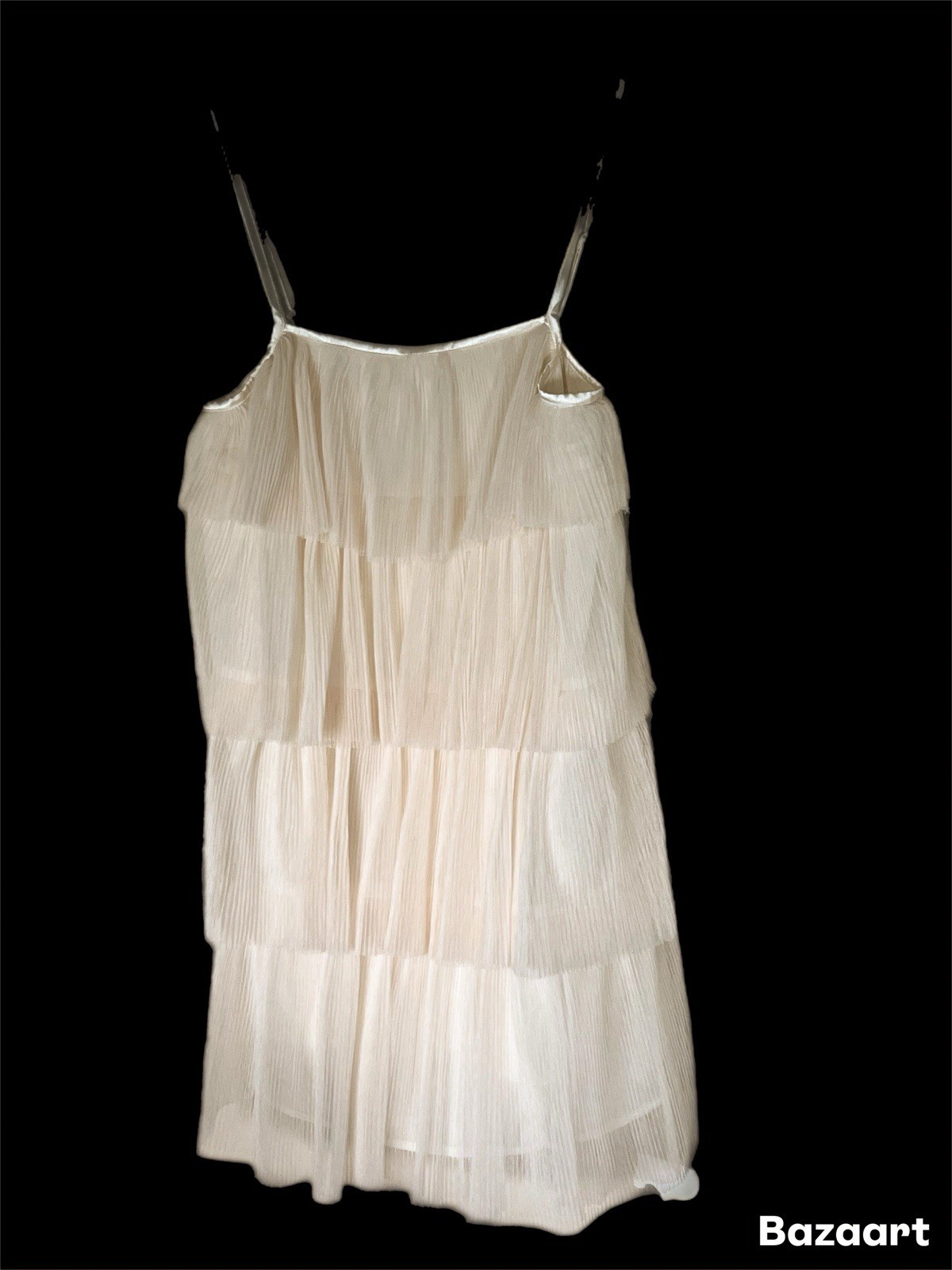 Idem Ditto Women’s Formal Sleeveless Ruffle Mini Dress Size Small Cream Chiffon
