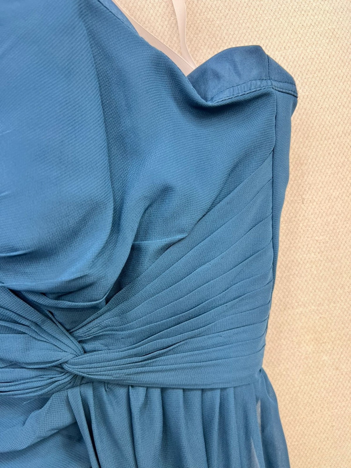 Wear Your Love Womens Chiffon Maxi Bridesmaid Dress One-Shoulder Size 10 Blue