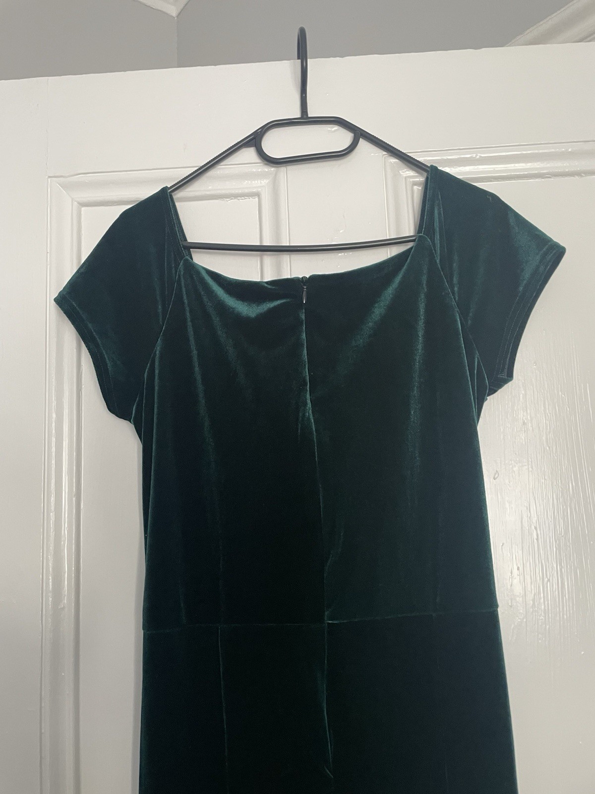 Emerald Green Velvet Knot Front Bardot Evening Gown UK12/14 See Description