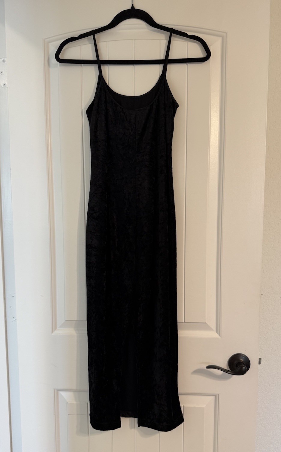 Possessed True Vintage 90s Spaghetti Strap Black Velvet Maxi Dress XS