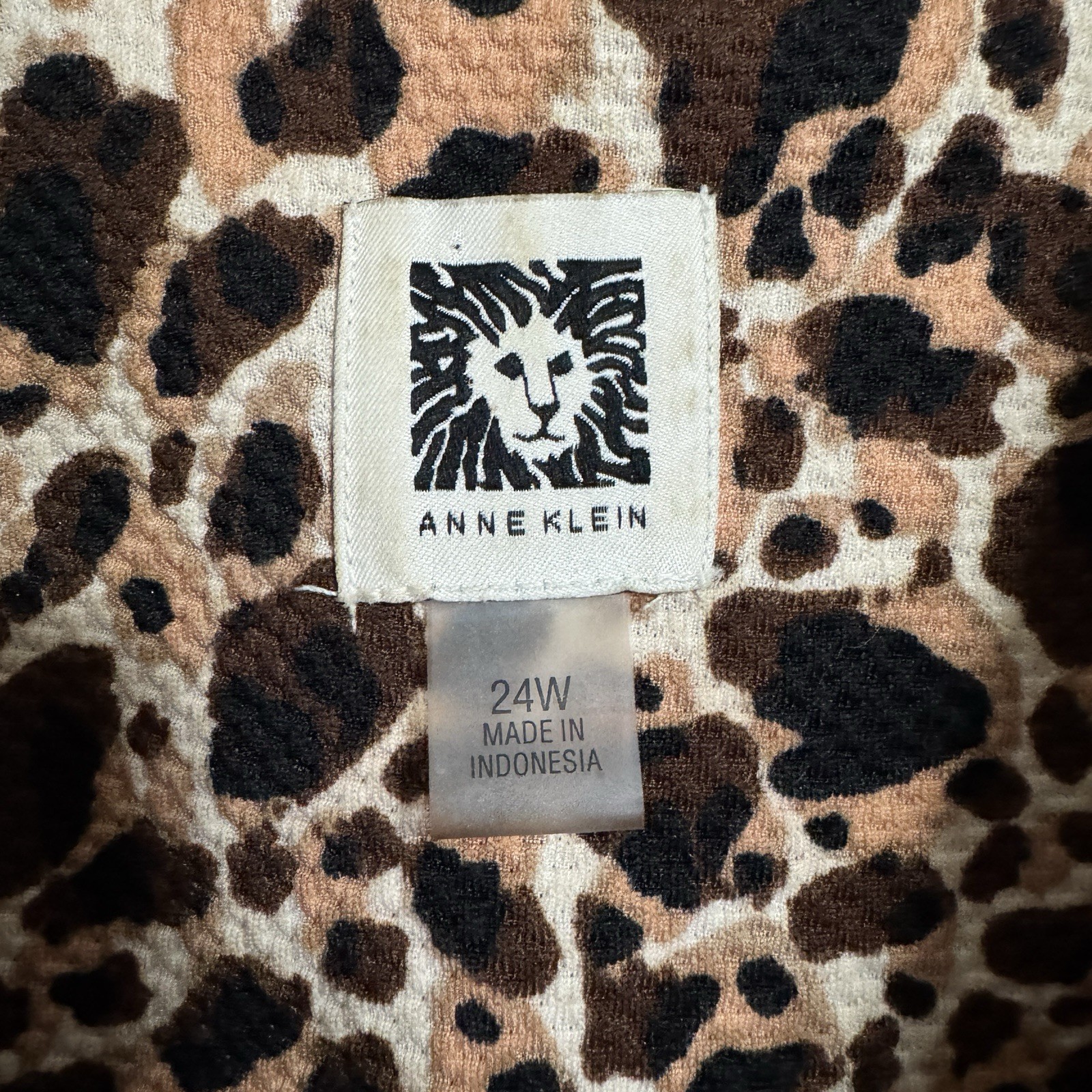 Anne Klein Collared Polo Dress Plus Size 24 W Brown Leopard Print 1/4 Zip Sporty