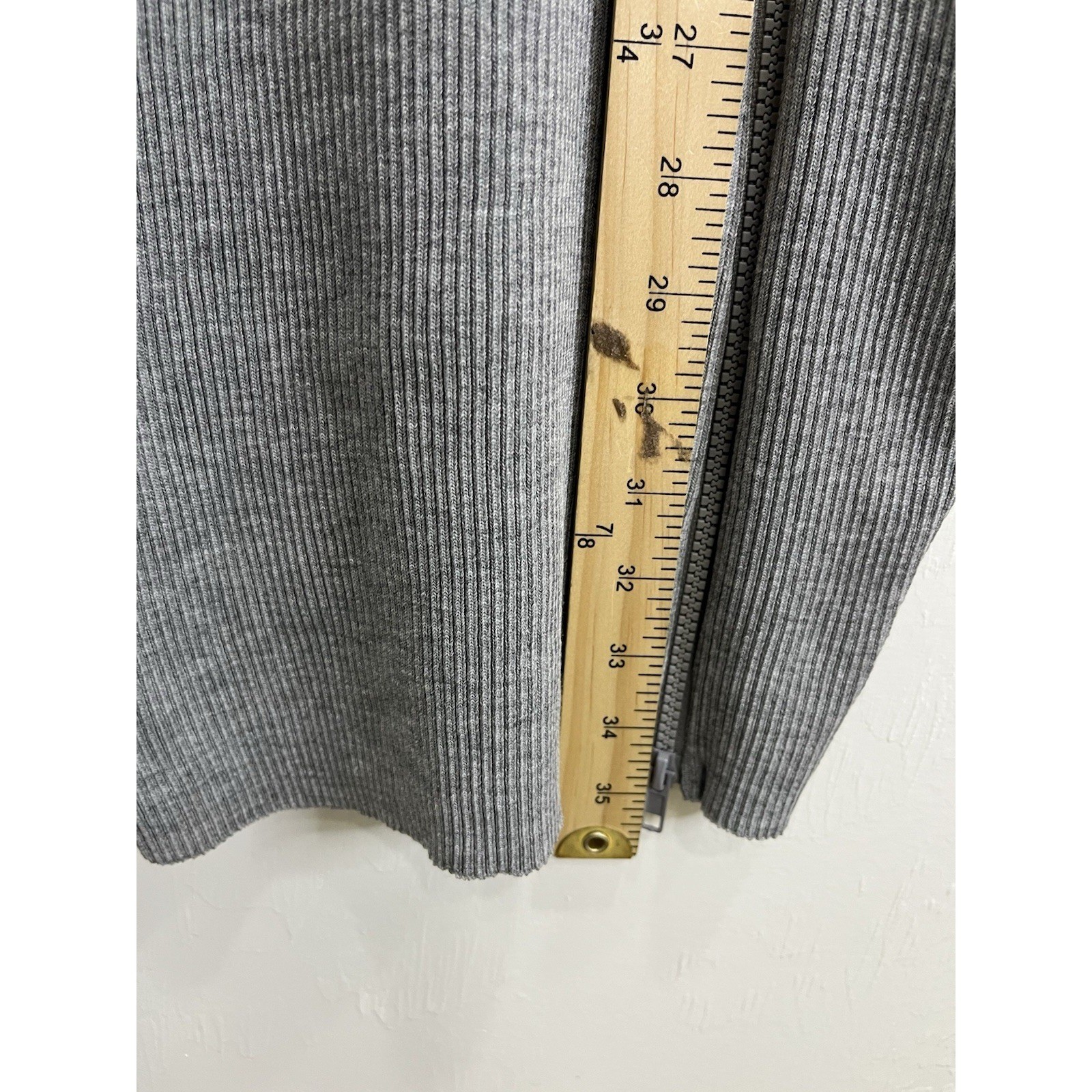 Pretty Knit Bodycon Dress Womens Large Gray New Open Back Ribbed Zip Front