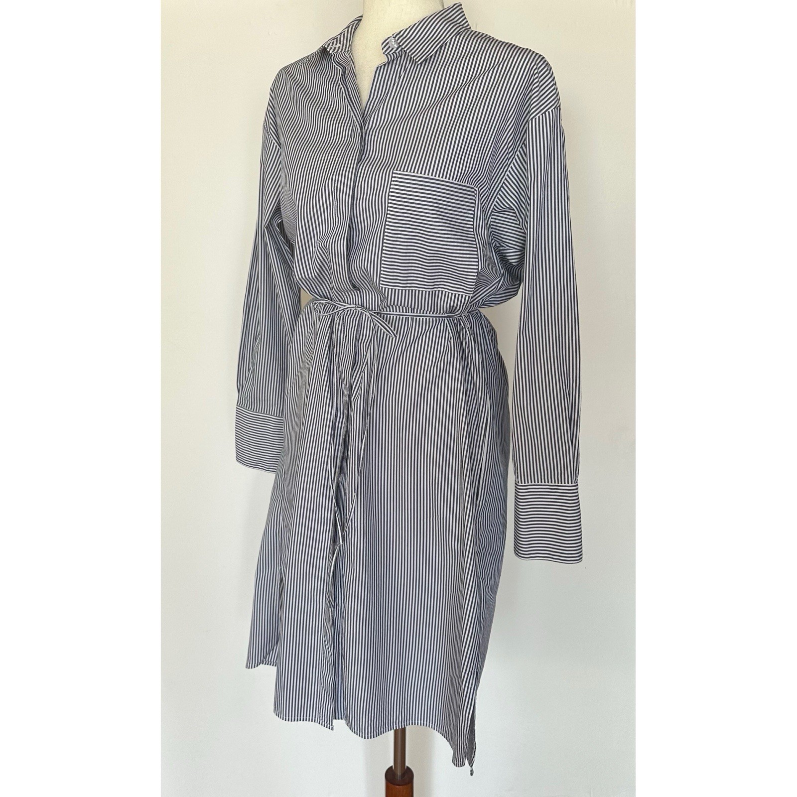 Guideboat Co. Preppy Nautical Blue Striped Shirtdress Button Front Dress Size 6