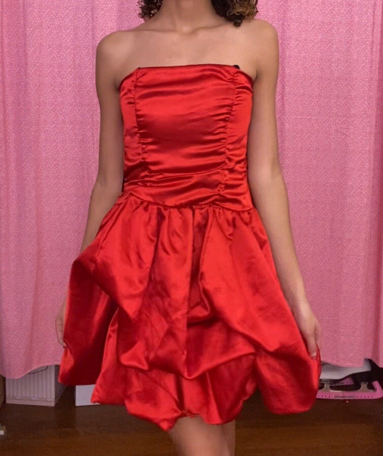 Red cocktail bubble dress
