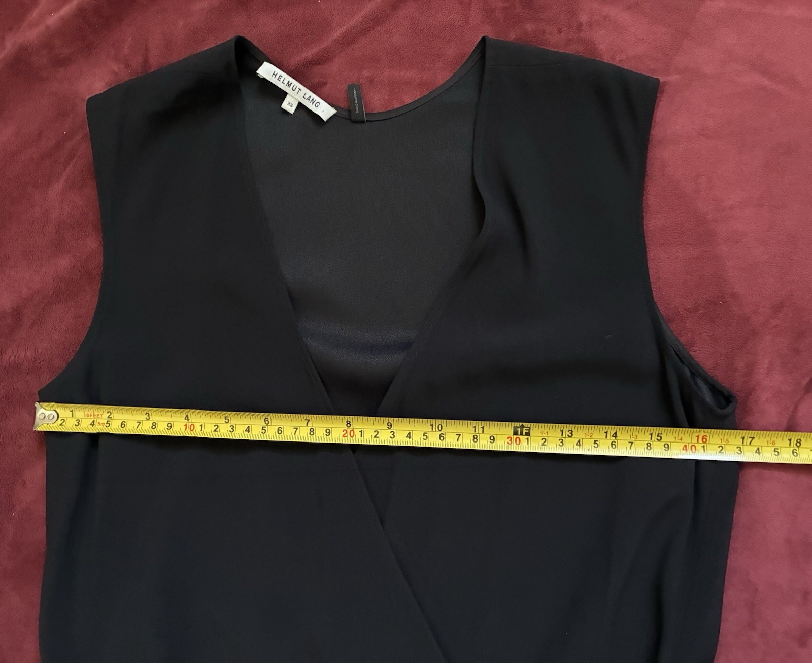Helmut Lang Black Midi Wrap Dress Side Slits Sleeveless XS