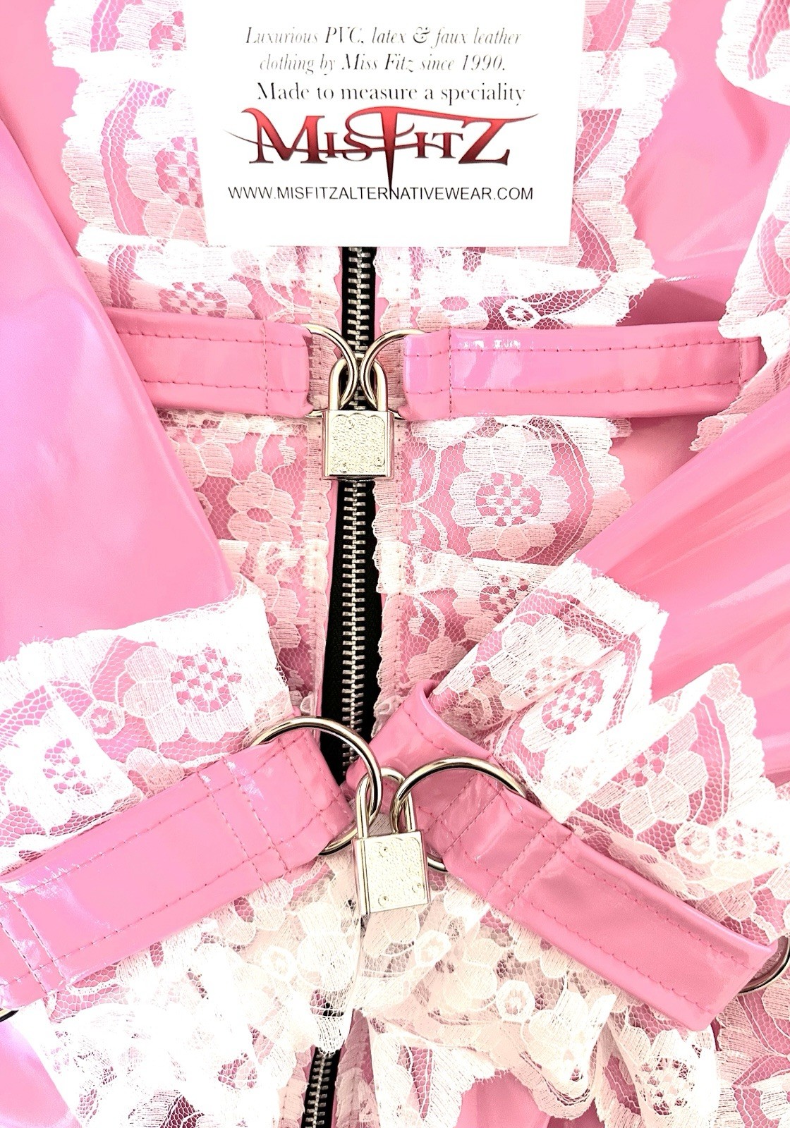 Misfitz sexy pink PVC lockable straitjacket Sissy Maids Dress. SIZE 20. TV CD