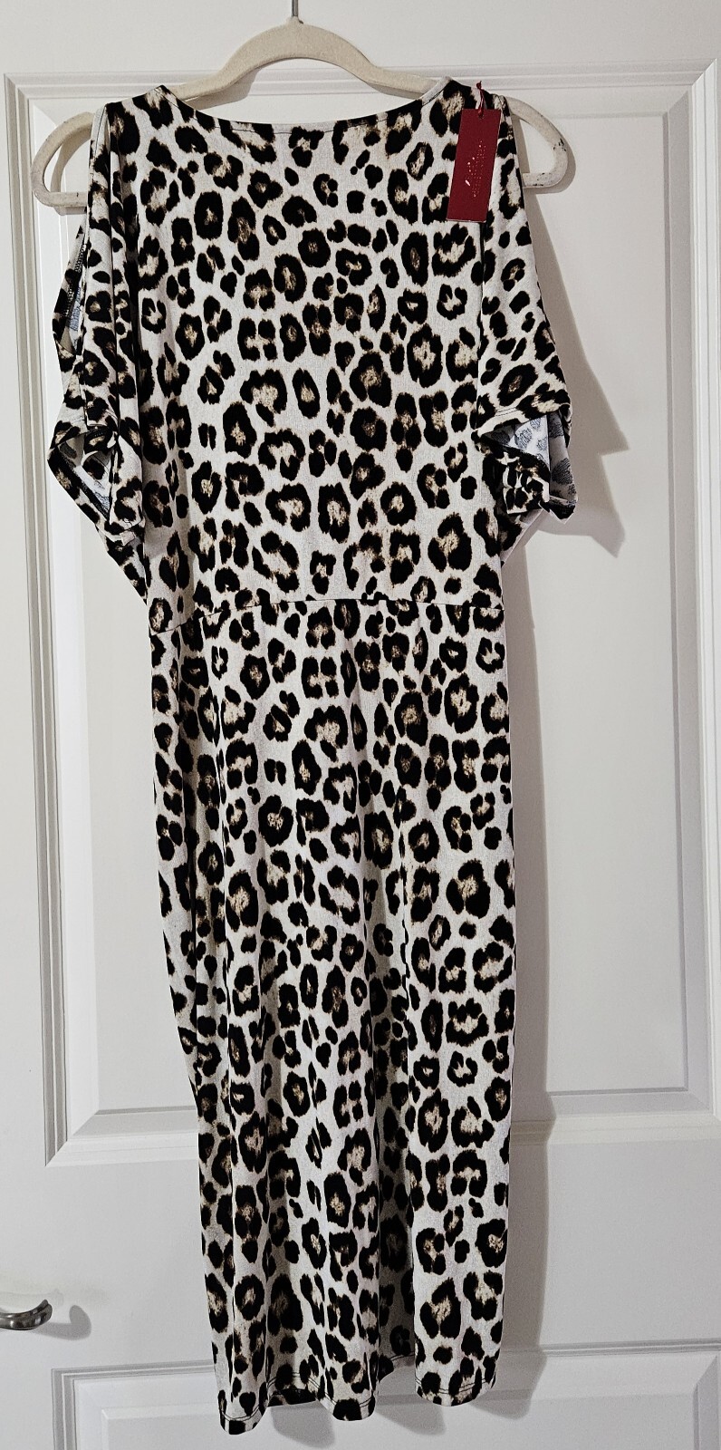 Jennifer Lopez Leopard Ruched Knotted Dress Beige Brown Black Animal Print L