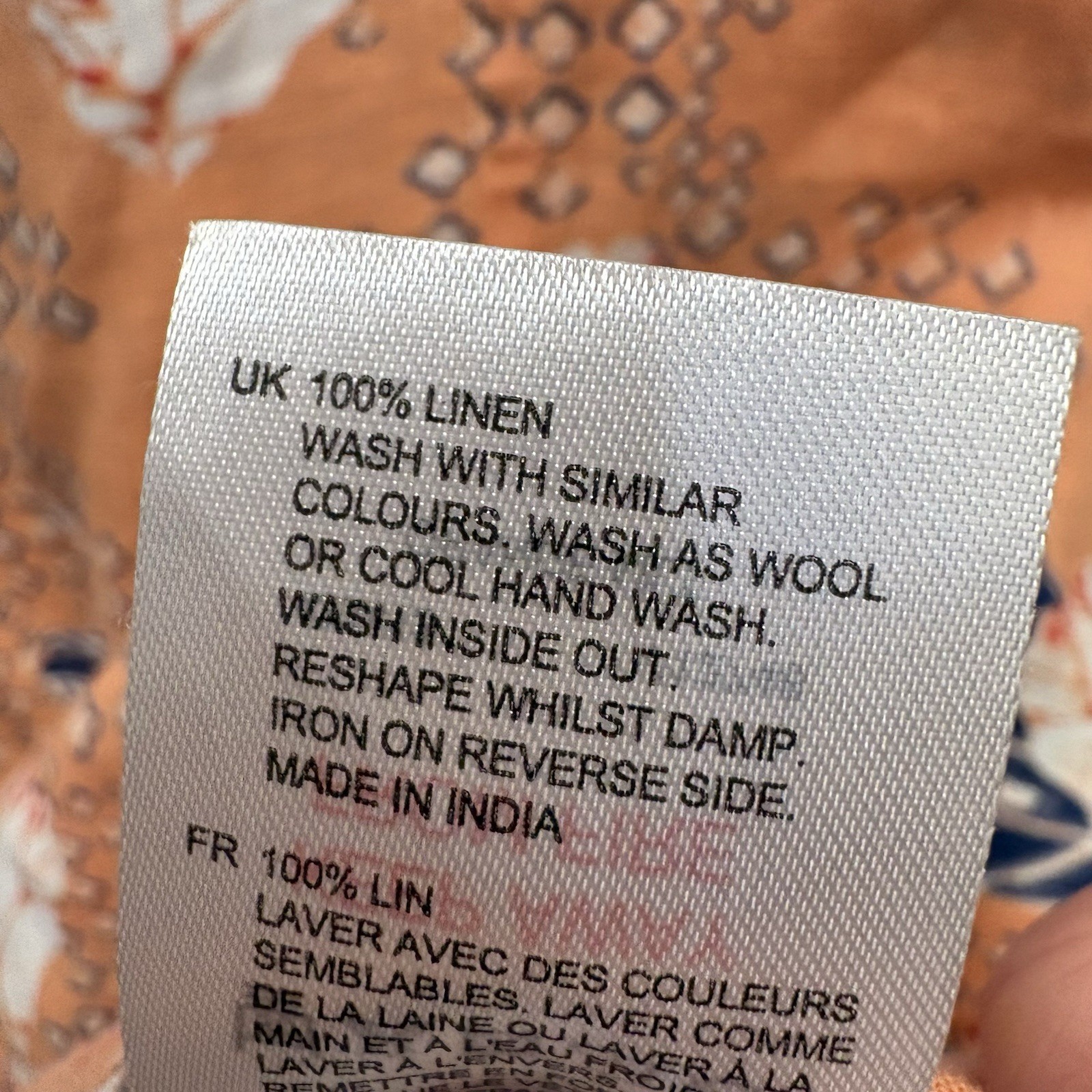 White Stuff Yuki Linen Pinafore Dress UK 18 Orange Floral Midi Dungaree Dress