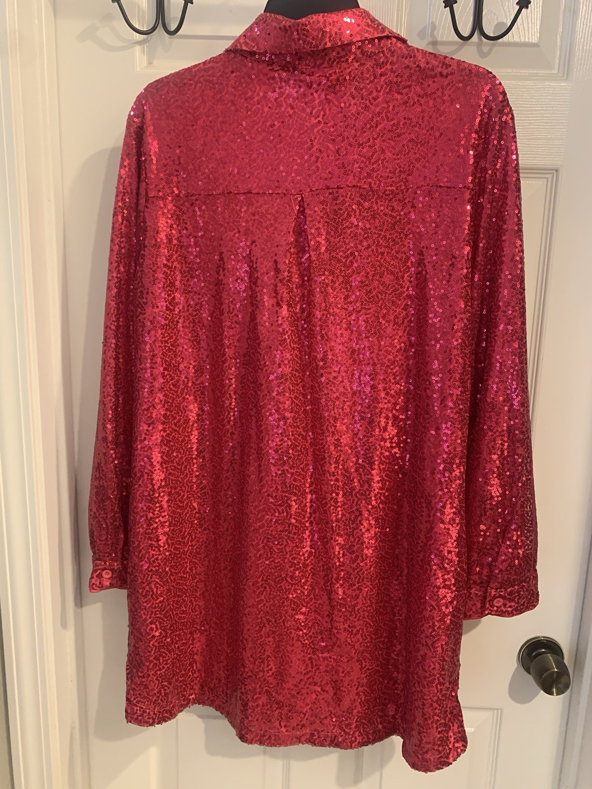 NWT-Raspberry Sequin Shirt Dress
