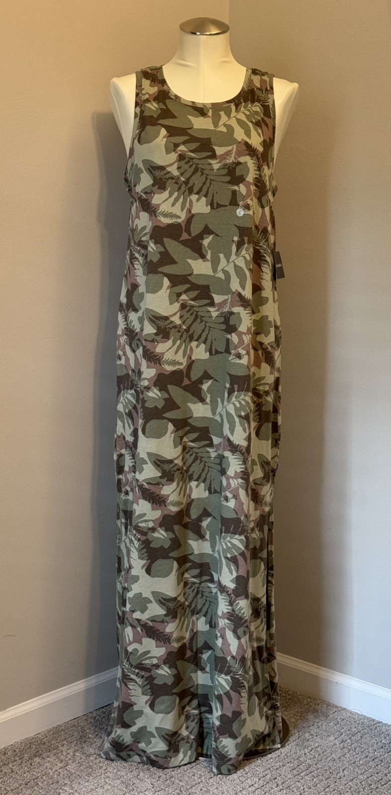 NEW! Eddie Bauer Myriad Maxi Dress Camo Green Size Large L