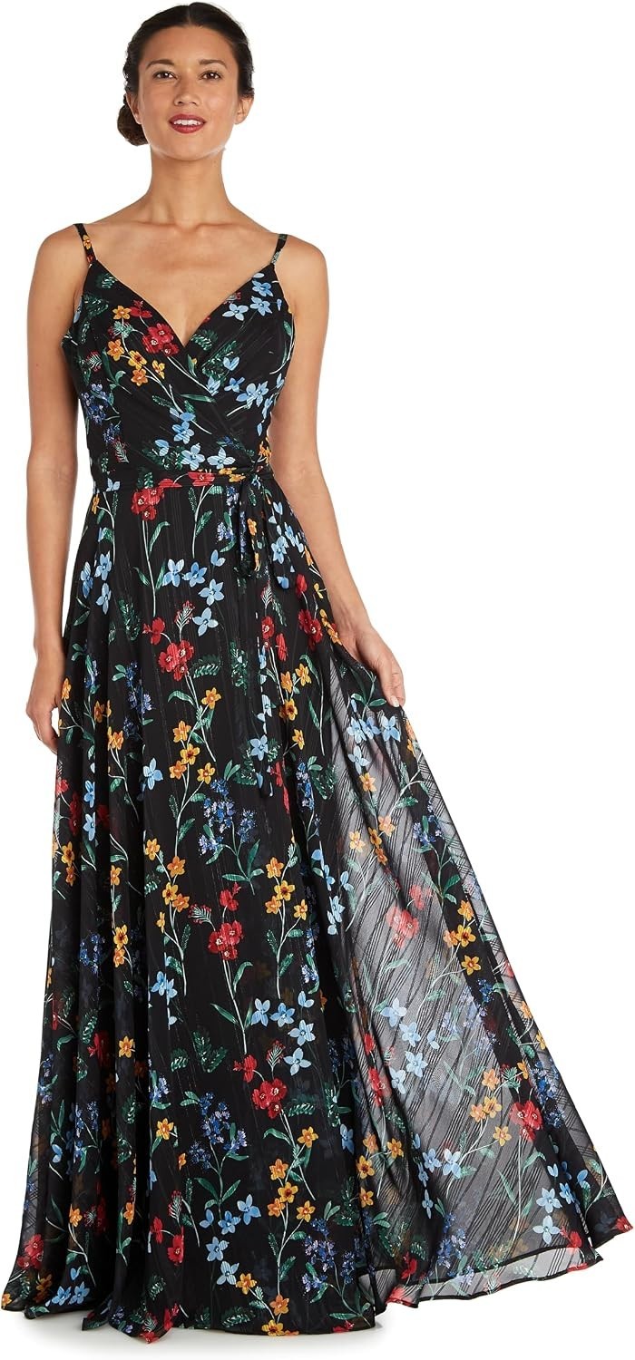 Night Way Maxi Dress Floral Print Size Large Mint Condition