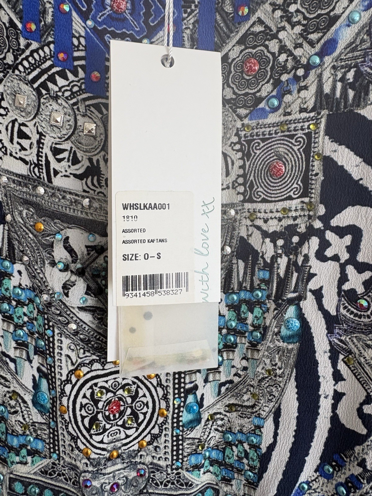 Camilla Small Town Hero Round Neck Kaftan Silk BNWT One Size Long Maxi Blue