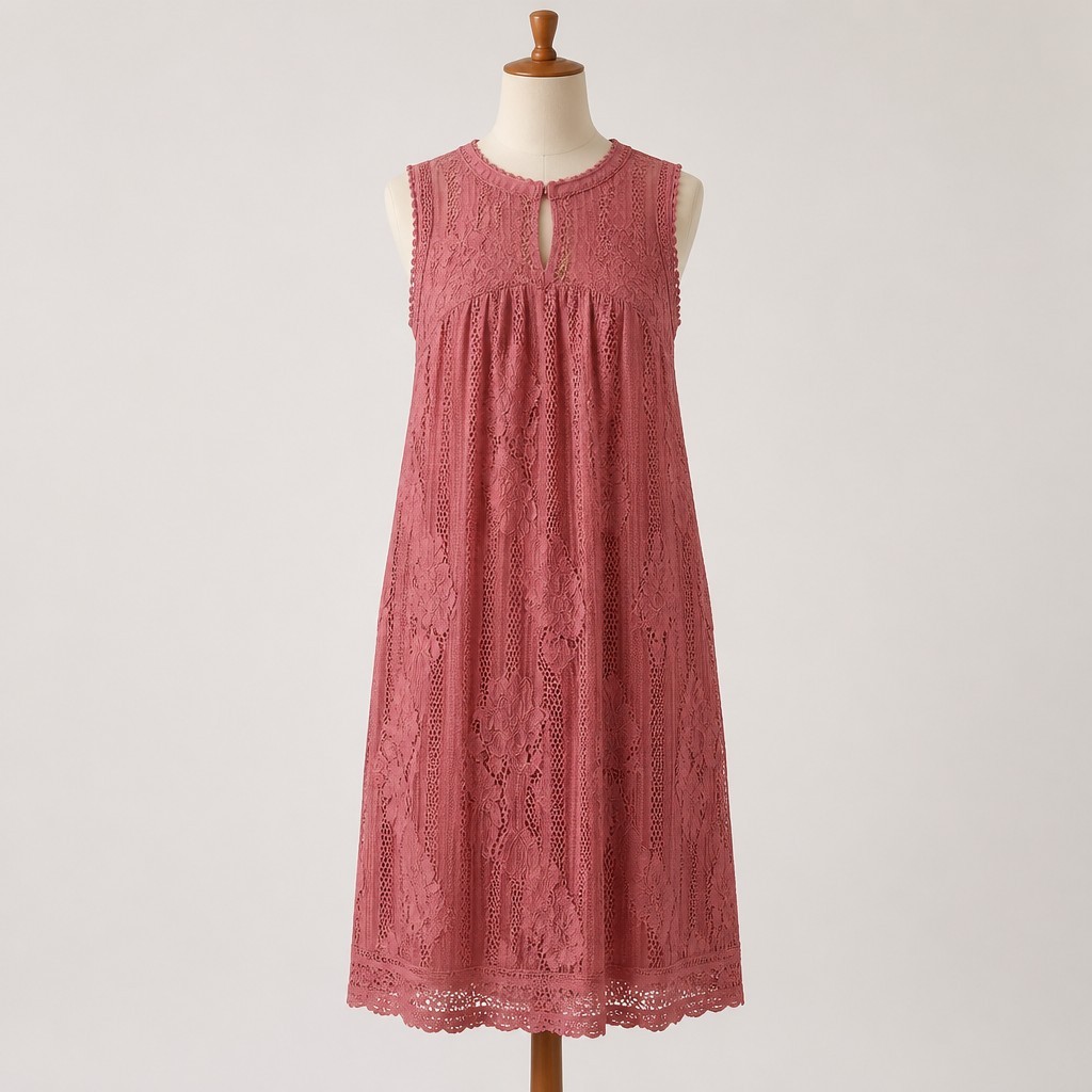 Dress No Boundaries Rose Pink Lace Crochet Sleeveless Shift Size L 11-13