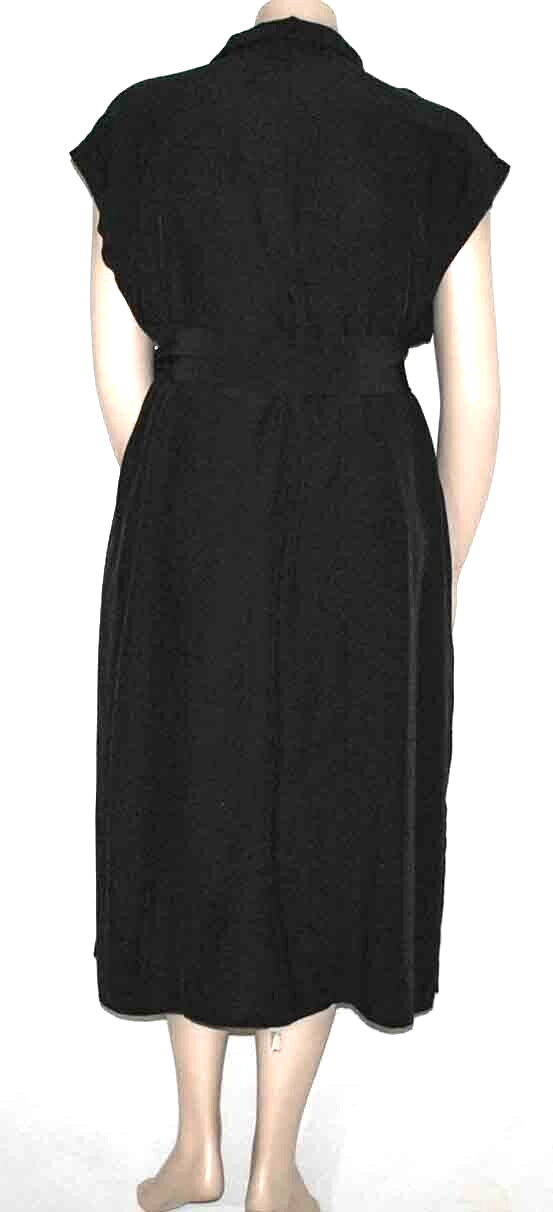 Bishop Young Petite Button Down Belted Dress, Black 3X A377232