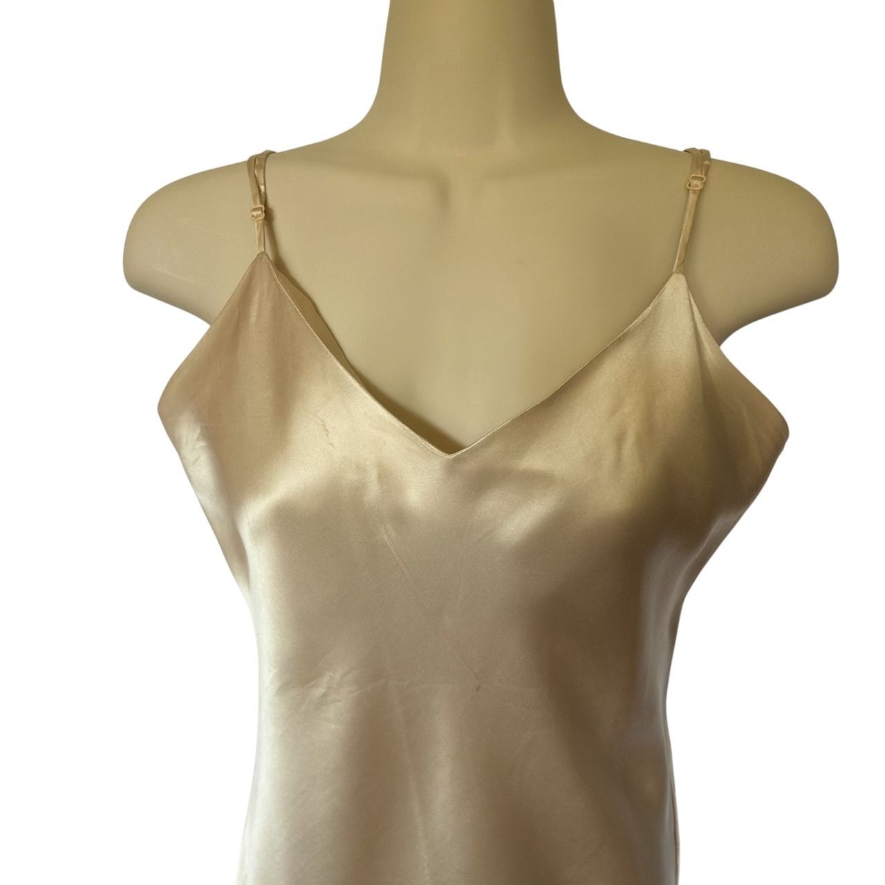 Vintage Banana Republic Womens Small Champagne Silk Maxi Slip Dress 1990’s
