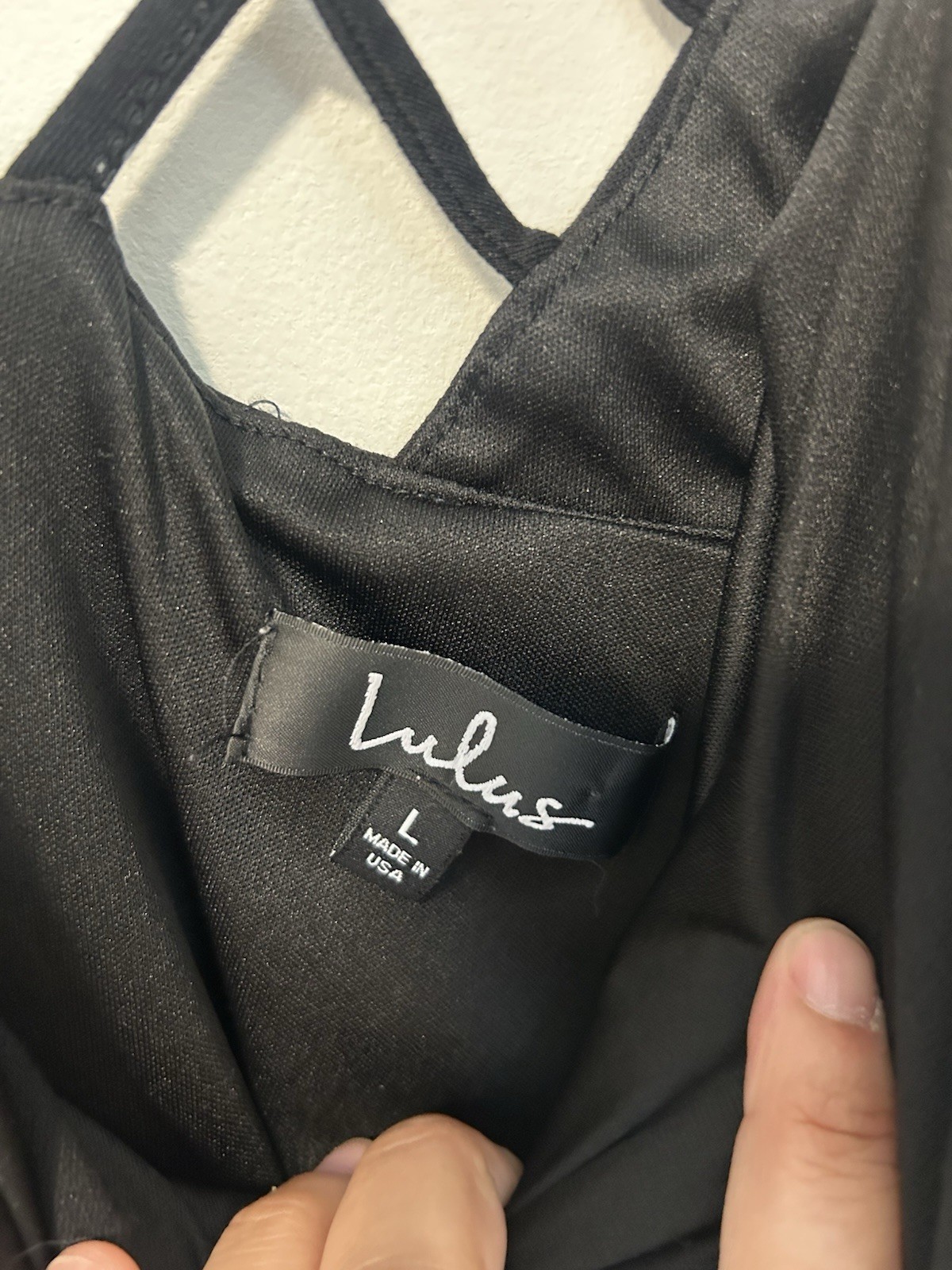 Lulus Black Solid Bodycon Mini Dress L Sleeveless V-Neck Strappy Zip