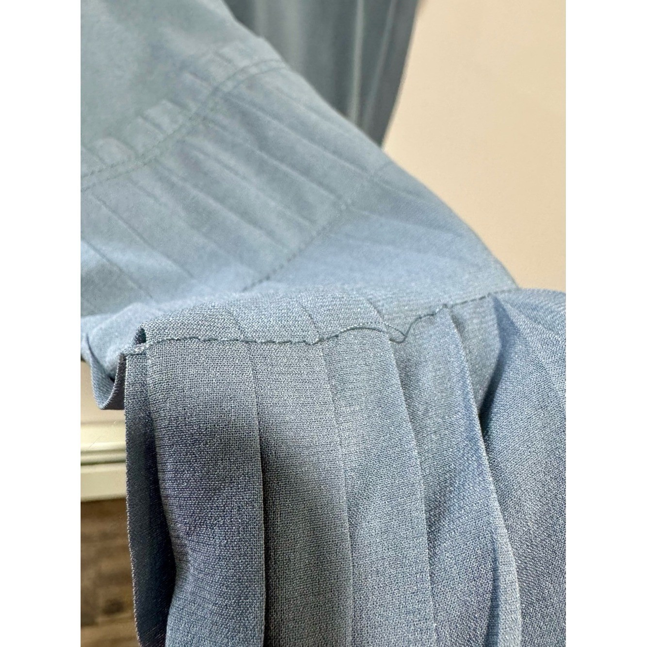 NWT Burberry Silk Blue Gray Pleated Drop Waist Midi Dress Size 6