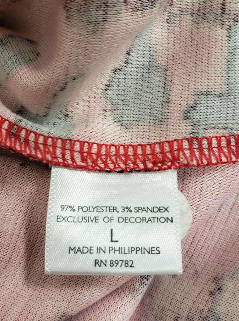 Natori Womens Dress Size Large Elbow Sleeve Pullover Red Black Abstract Casual