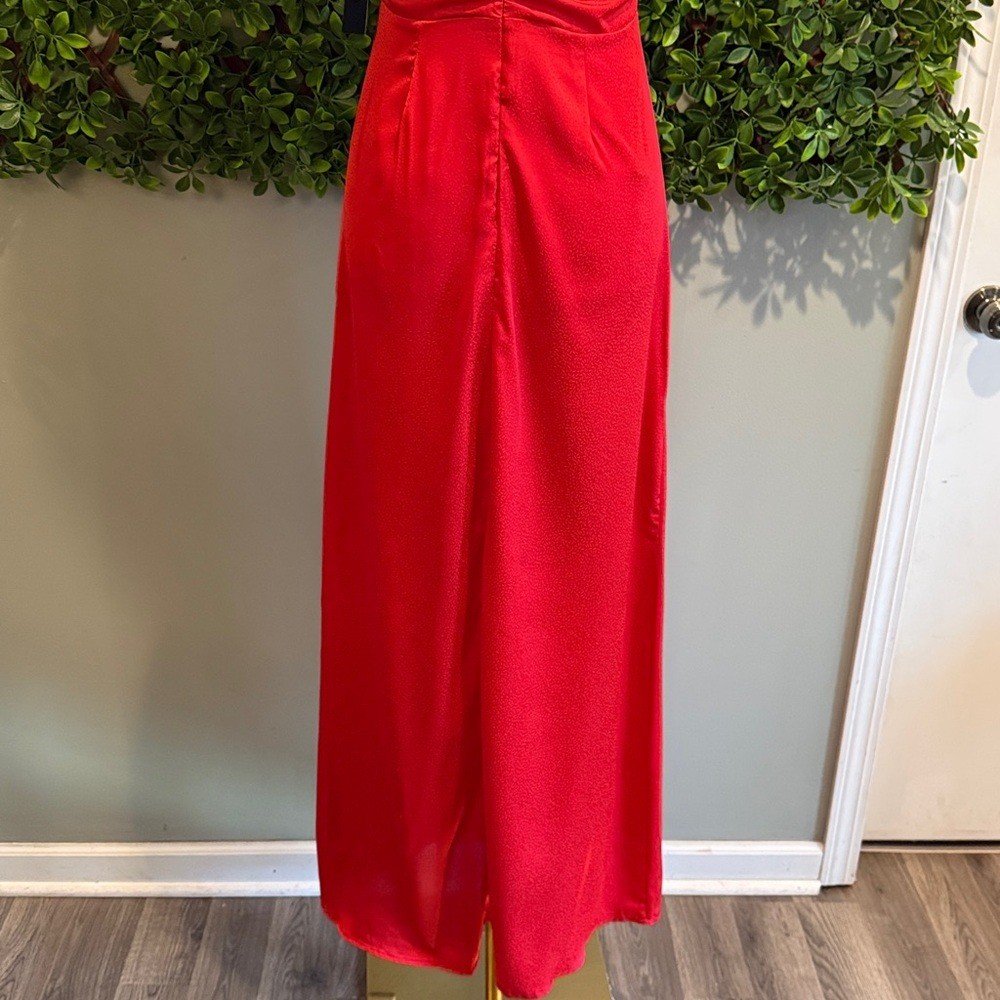 Renata Red Print Satin Dress
