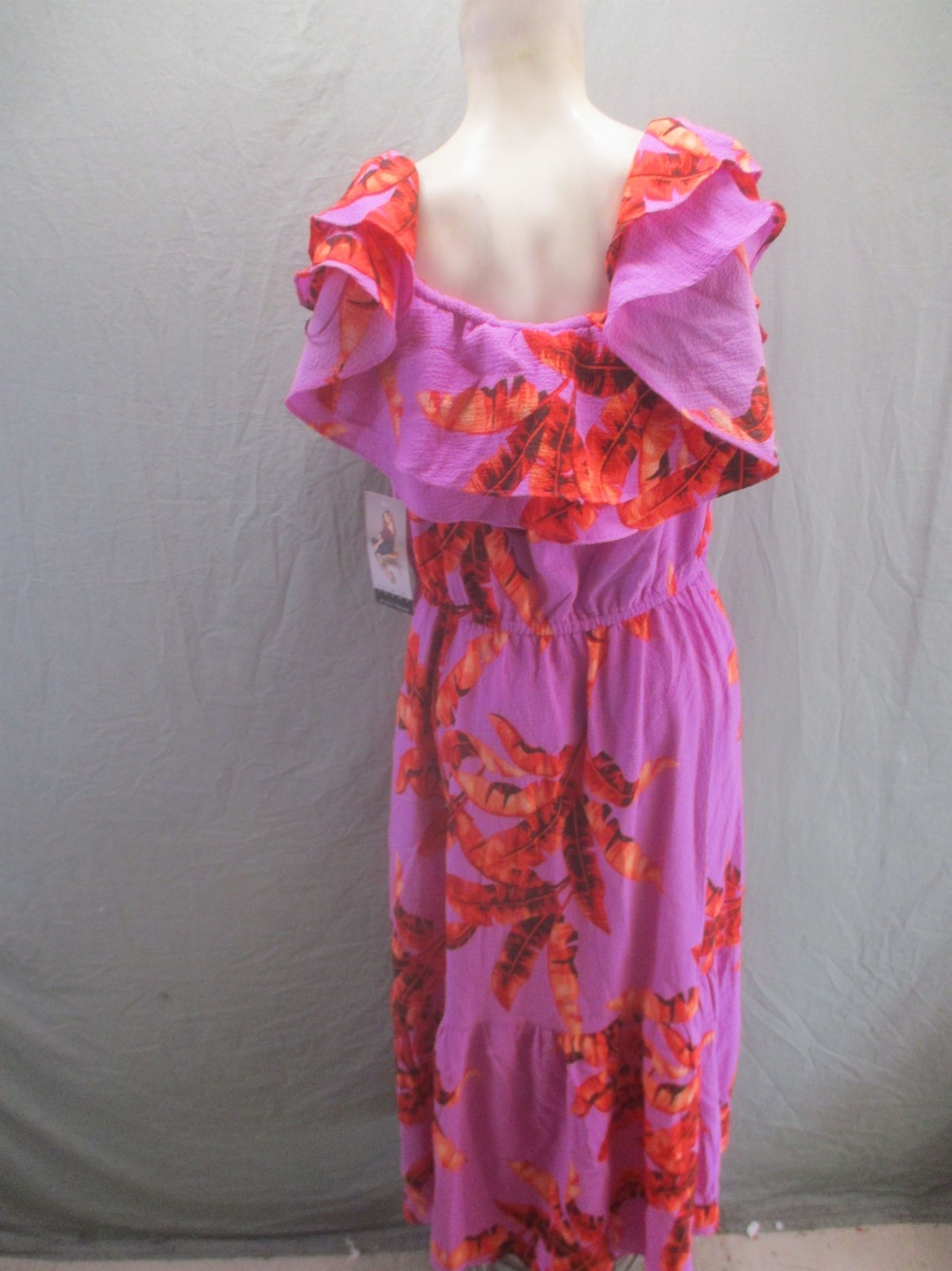 NWT Sofia Vergara Size L Womens Multicolor Floral Ruffle Front Long Dress 873