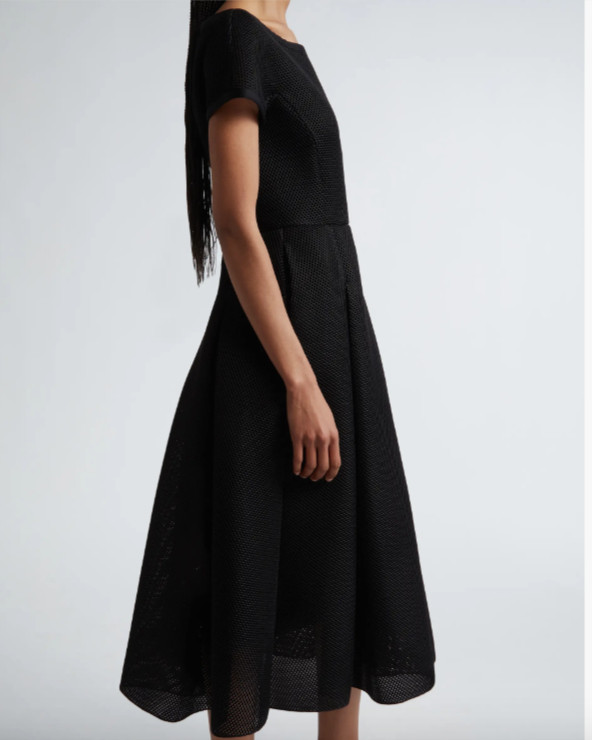 NEW/missing slip, Max Mara Kiens Bateau Neck Techno Mesh Midi Dress Sz 16 #DD29