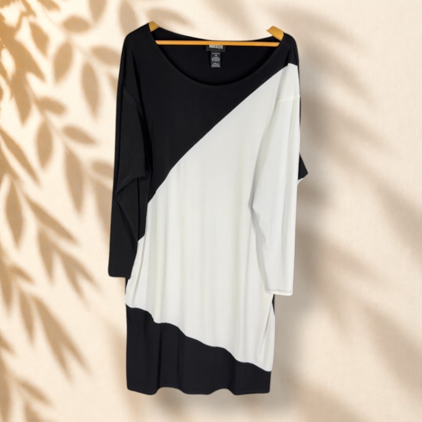 Metrostyle Mini Dress Women 18 Black Colorblock Short Long Sleeve Round Neck