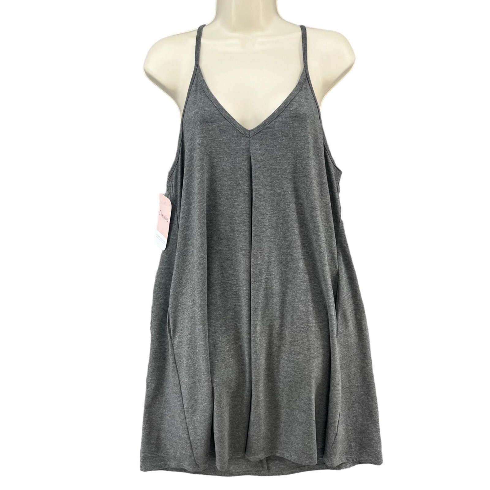 Hudson Gray Mini Dress Solid Grey Sleeveless Cotton Stretch Size M