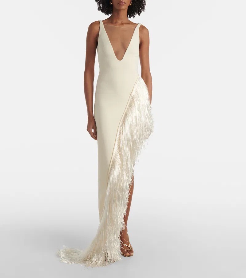 Brand New David Koma Fringe Asymmetric Gown US 2 | UK 6 NWT