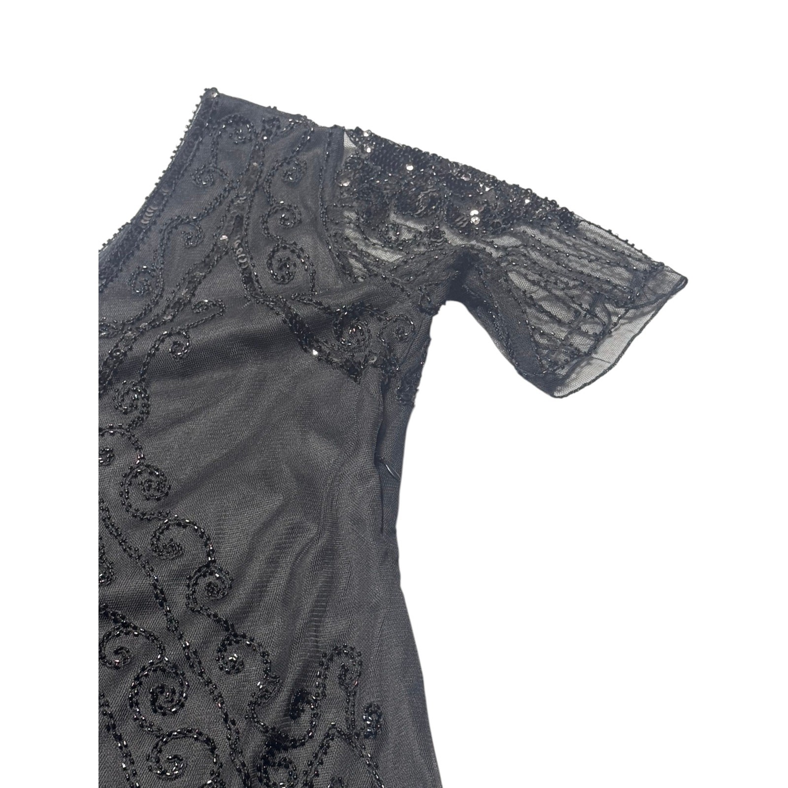 Babeyond Flapper Dress Womens L Black Beaded Sequin 1920s Great Gatsby Fringe