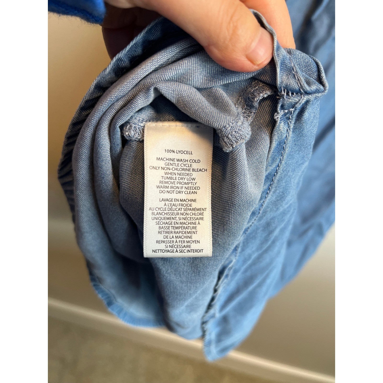 Beachlunchlounge Chambray Shift Dress Blue Lyocell L Modern Minimalist Boho Chic