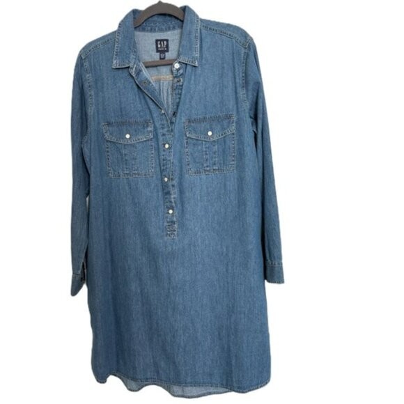 Gap Medium Wash Popover Denim Dress XL