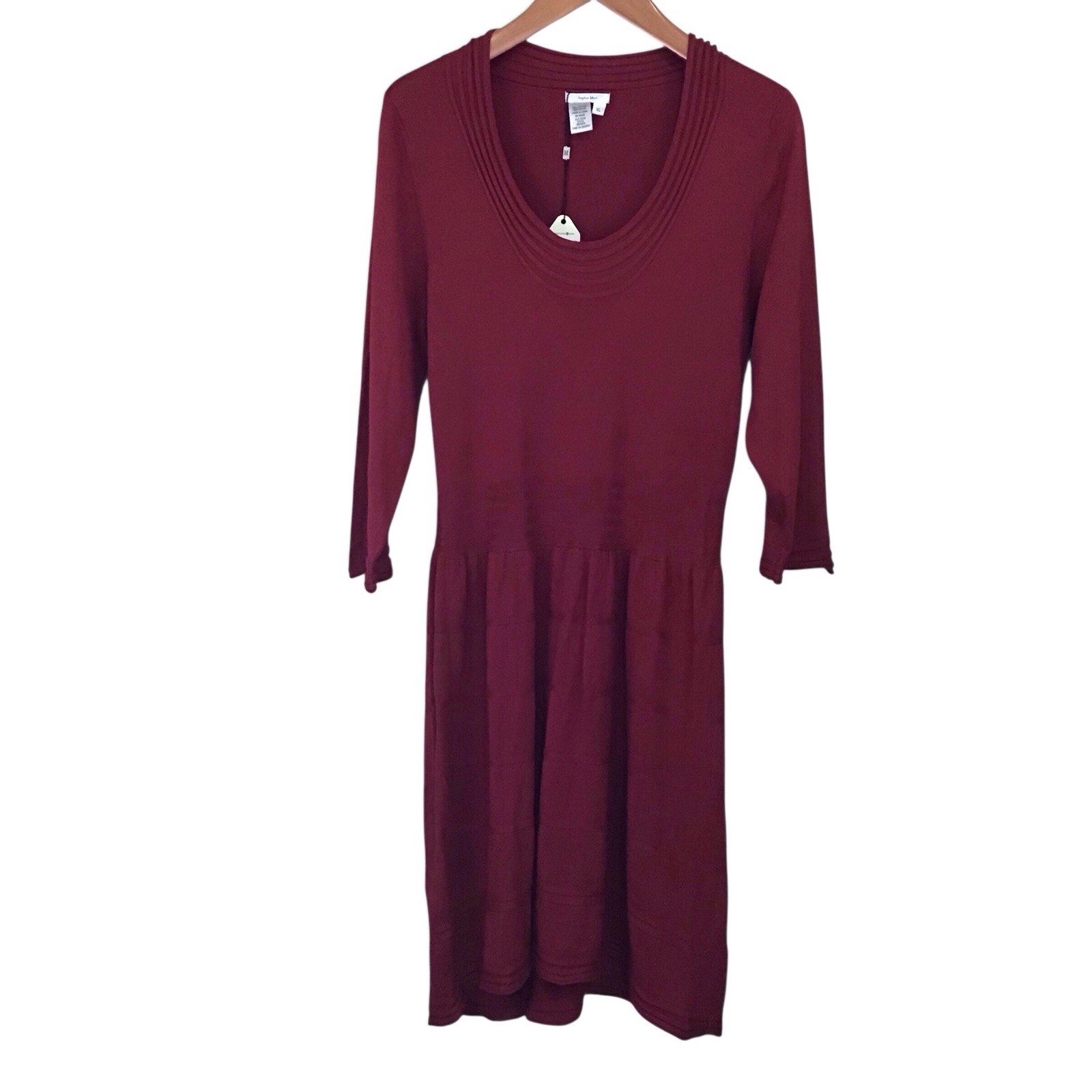 Sophie Max Ruby Red Sweater Dress XL Cotton Blend Long Sleeve