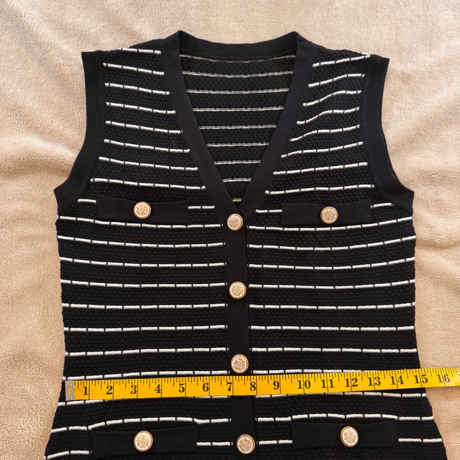 NWT Commense Striped Knit Button Down Maxi Dress Quiet Luxury Chic Old Money S