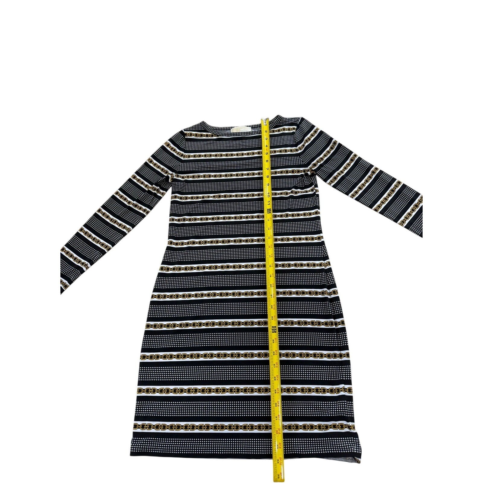 Michael Michael Kors Chain Print Long Sleeve Dress Size Small