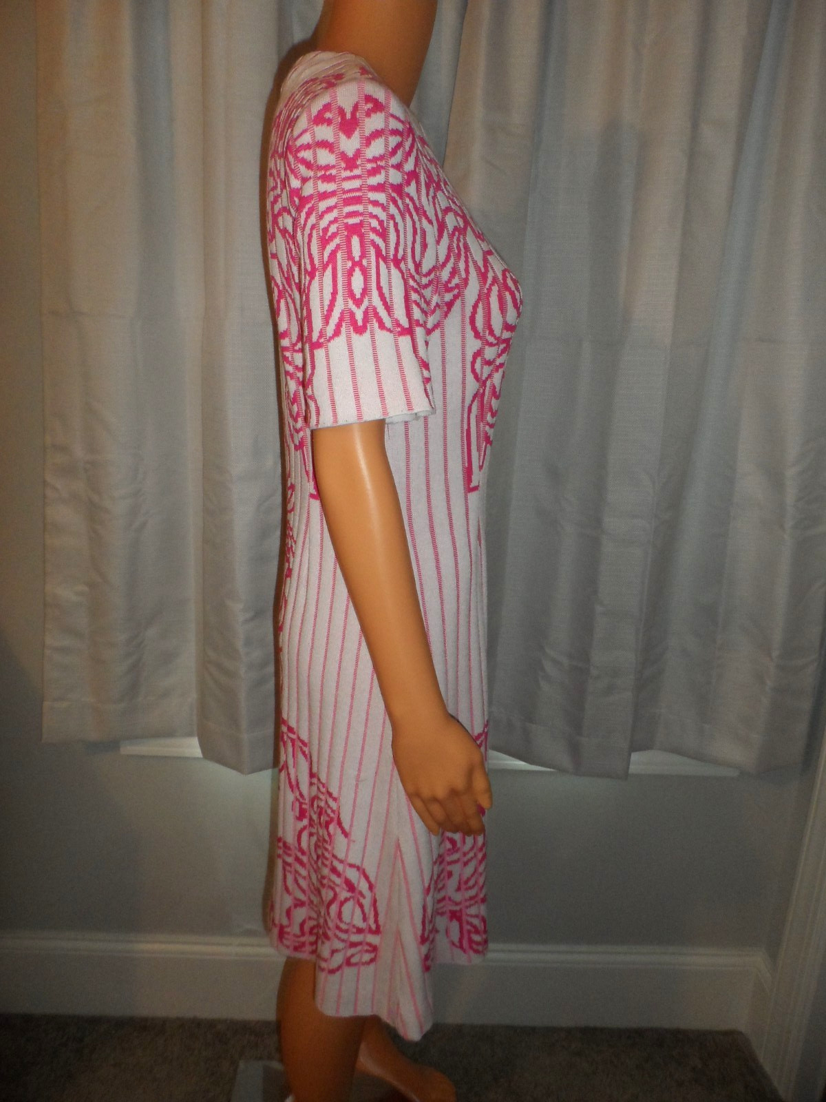 Beautiful Ming Wang size M pink white floral short sleeve dress women NWT