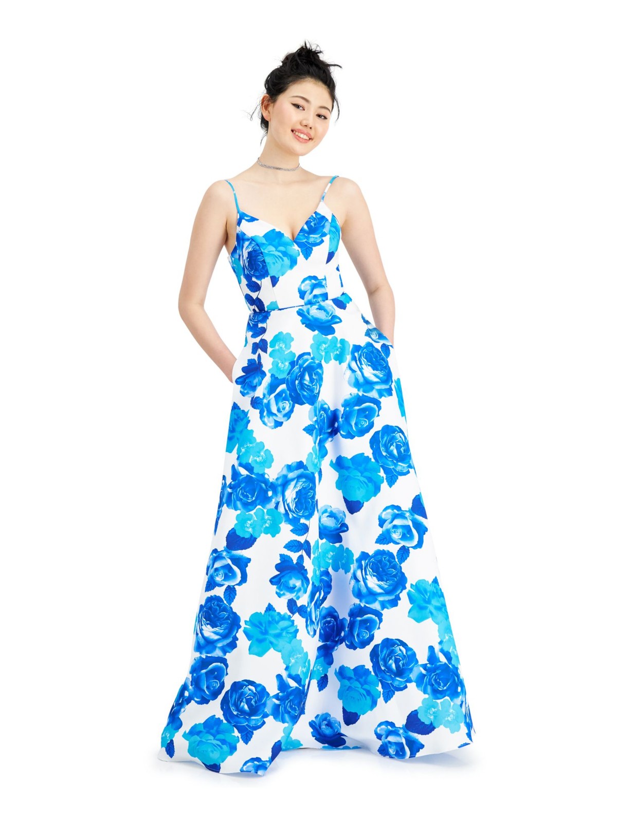 CITY STUDIO Womens Fit + Flare Dress Blue Spaghetti Strap Formal Juniors 9