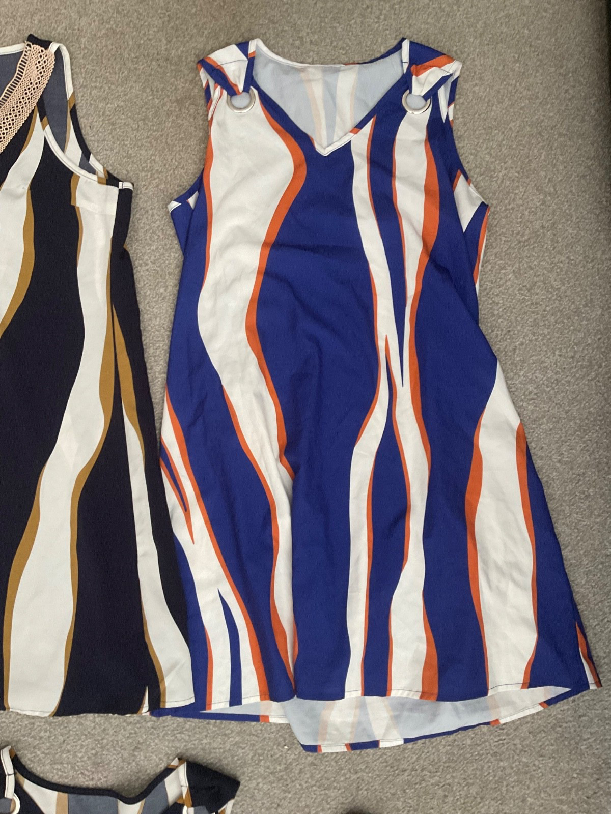 summer dress, sleeveless x 3, navy blue, size 12-14, beach cover up, pool.