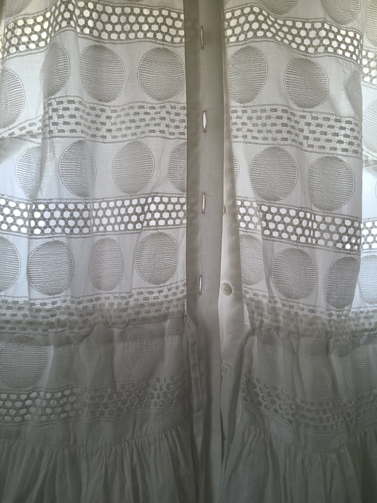 Eva Mendes NY&C Eyelet White Button Up Collar Mid Length Dress Size XS