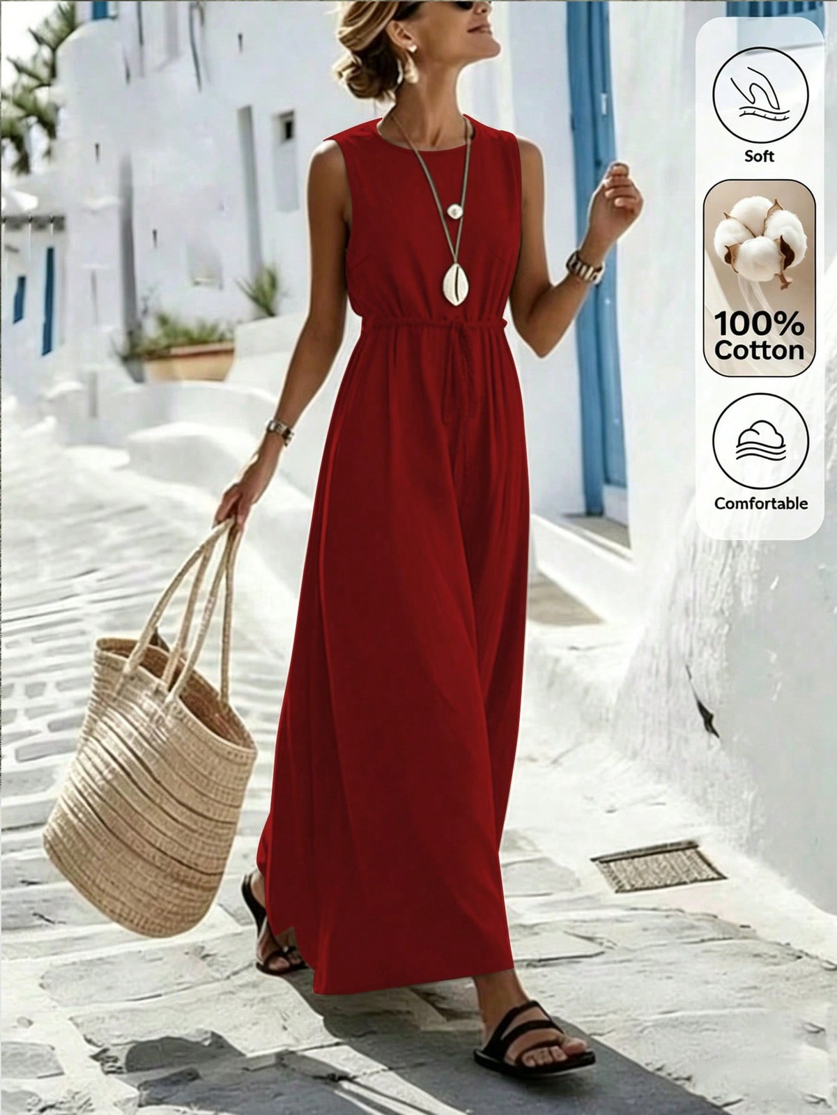 Ladies Camel Knot Long Summer Dress