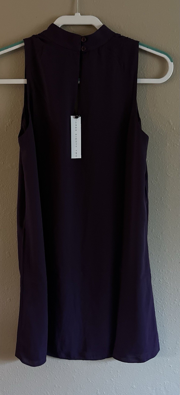 Three Eighty Two Purple Tunic Button Down Dress Top NEW